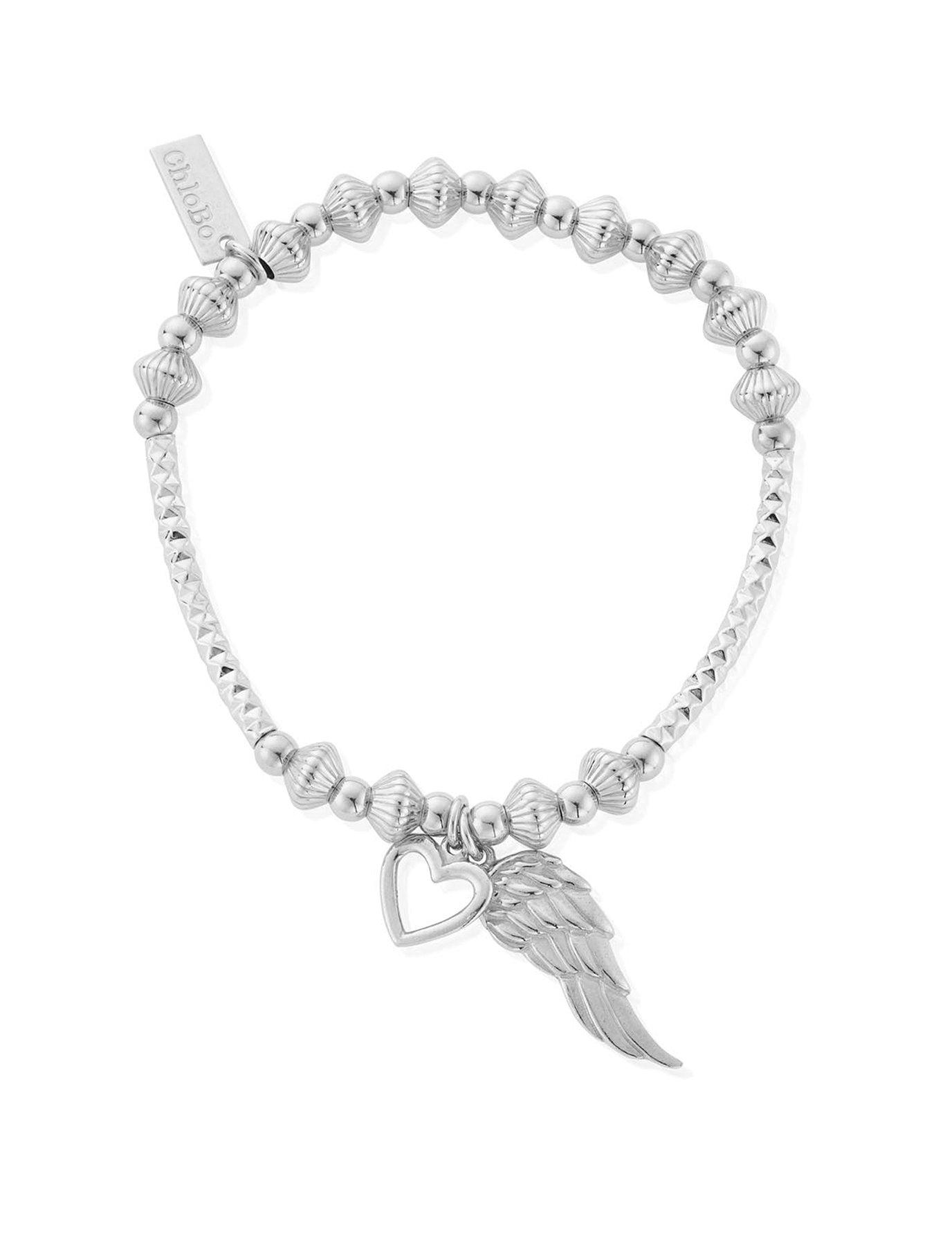 ChloBo Pattern Noodle Disc Heart And Angel Wing Bracelet