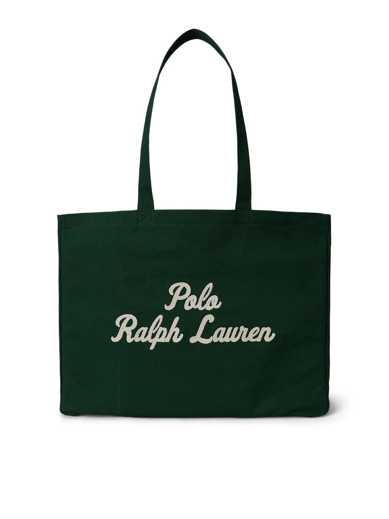 Polo Ralph Lauren Canvas Scripted Large Logo Tote Bag - Green
