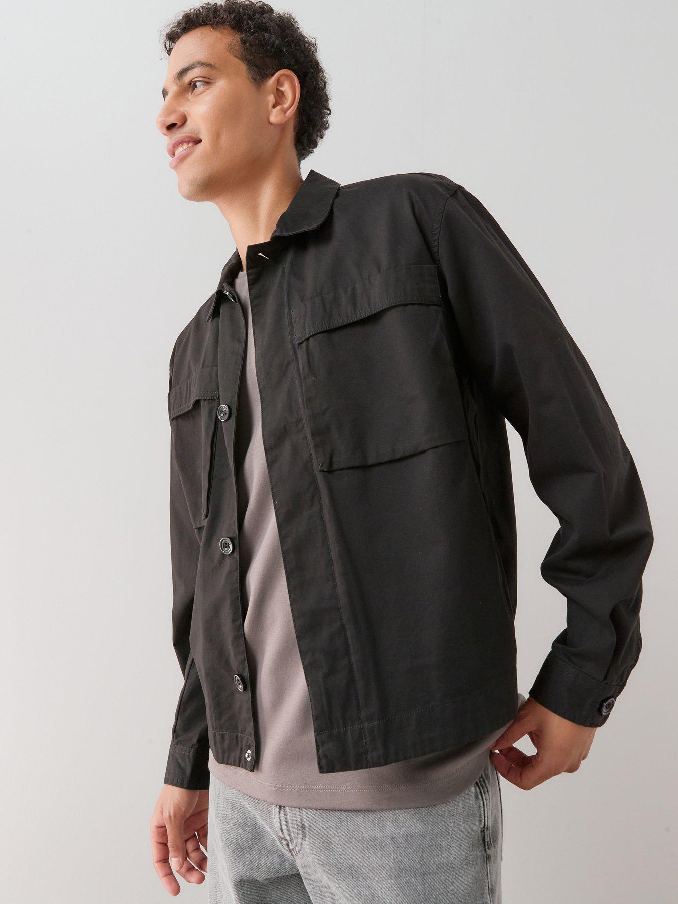 Image 1 of 7 of The Very Collection Pocket Front Boxy Overshirt - Black