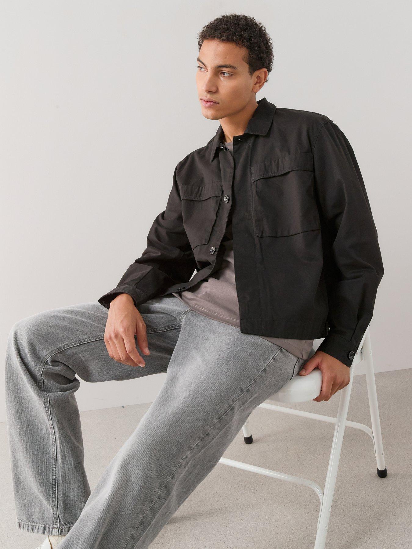 Image 4 of 7 of The Very Collection Pocket Front Boxy Overshirt - Black