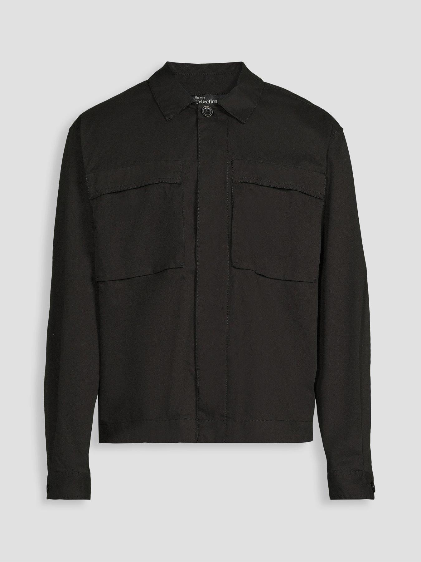 Image 7 of 7 of The Very Collection Pocket Front Boxy Overshirt - Black