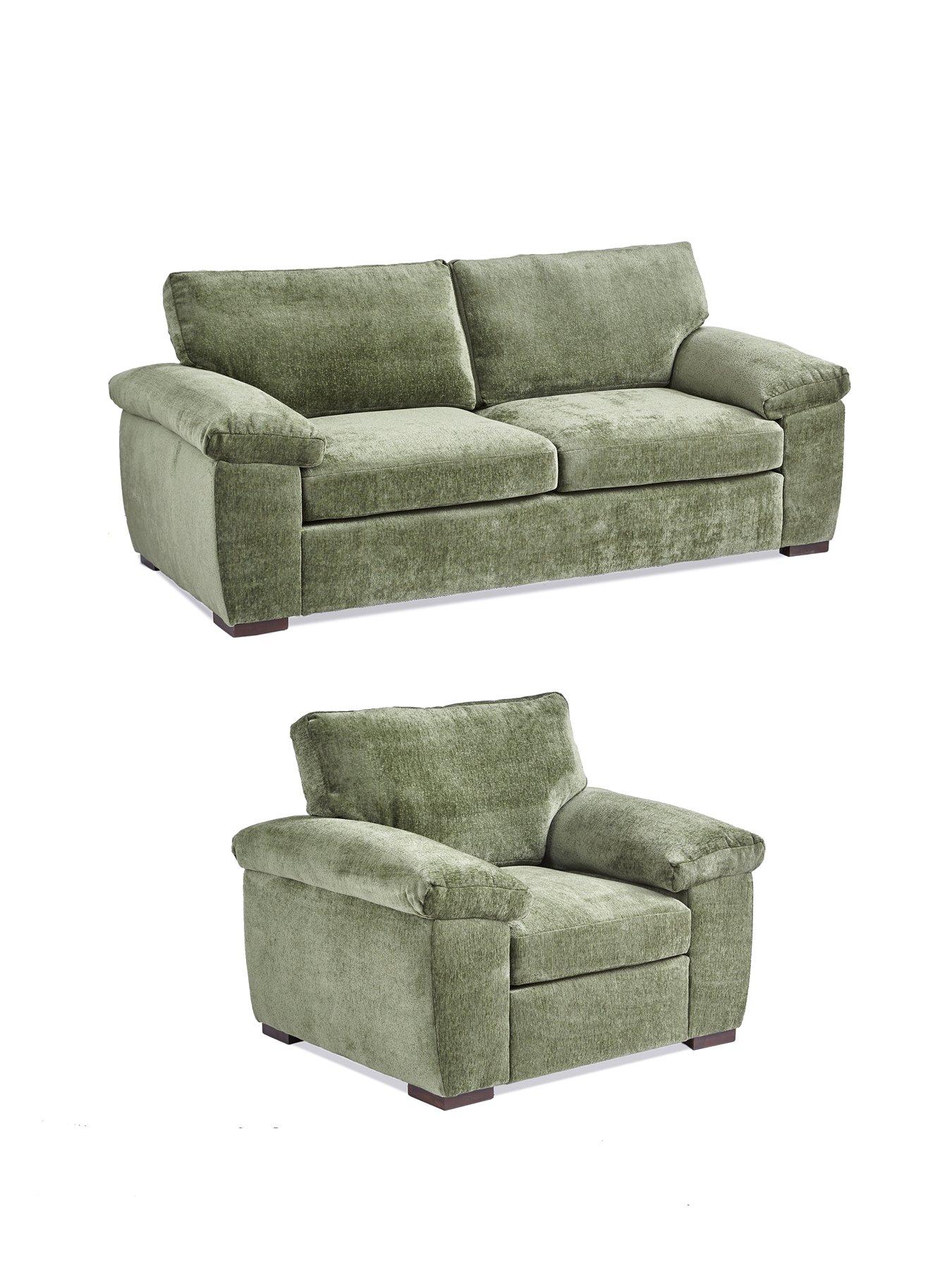 Image 3 of 7 of The Very Collection Salerno Standard Back Fabric 3 Seater and Armchair Set (Buy &amp; SAVE!) &ndash; Olive Green - FSC&reg; Certified