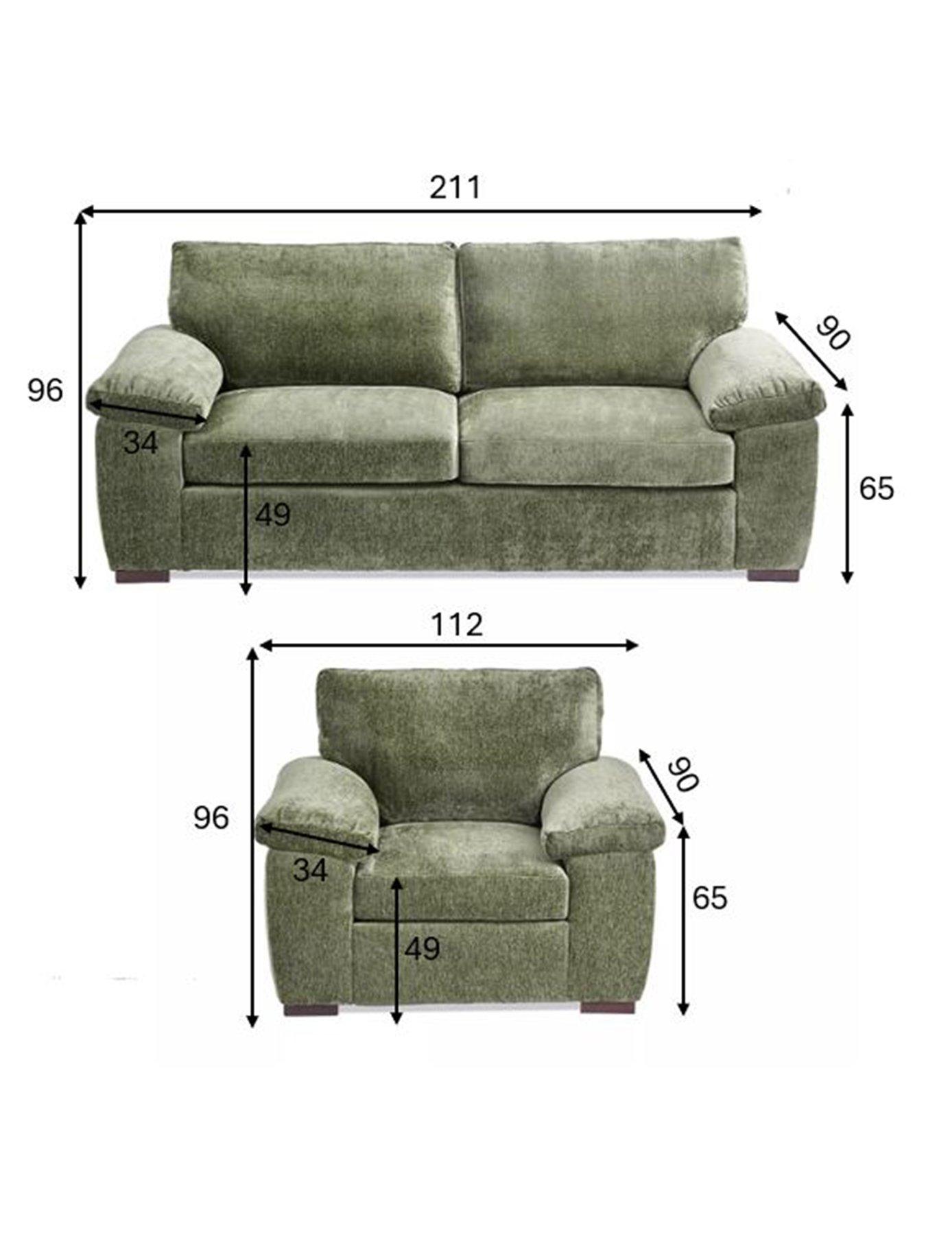 Image 7 of 7 of The Very Collection Salerno Standard Back Fabric 3 Seater and Armchair Set (Buy &amp; SAVE!) &ndash; Olive Green - FSC&reg; Certified