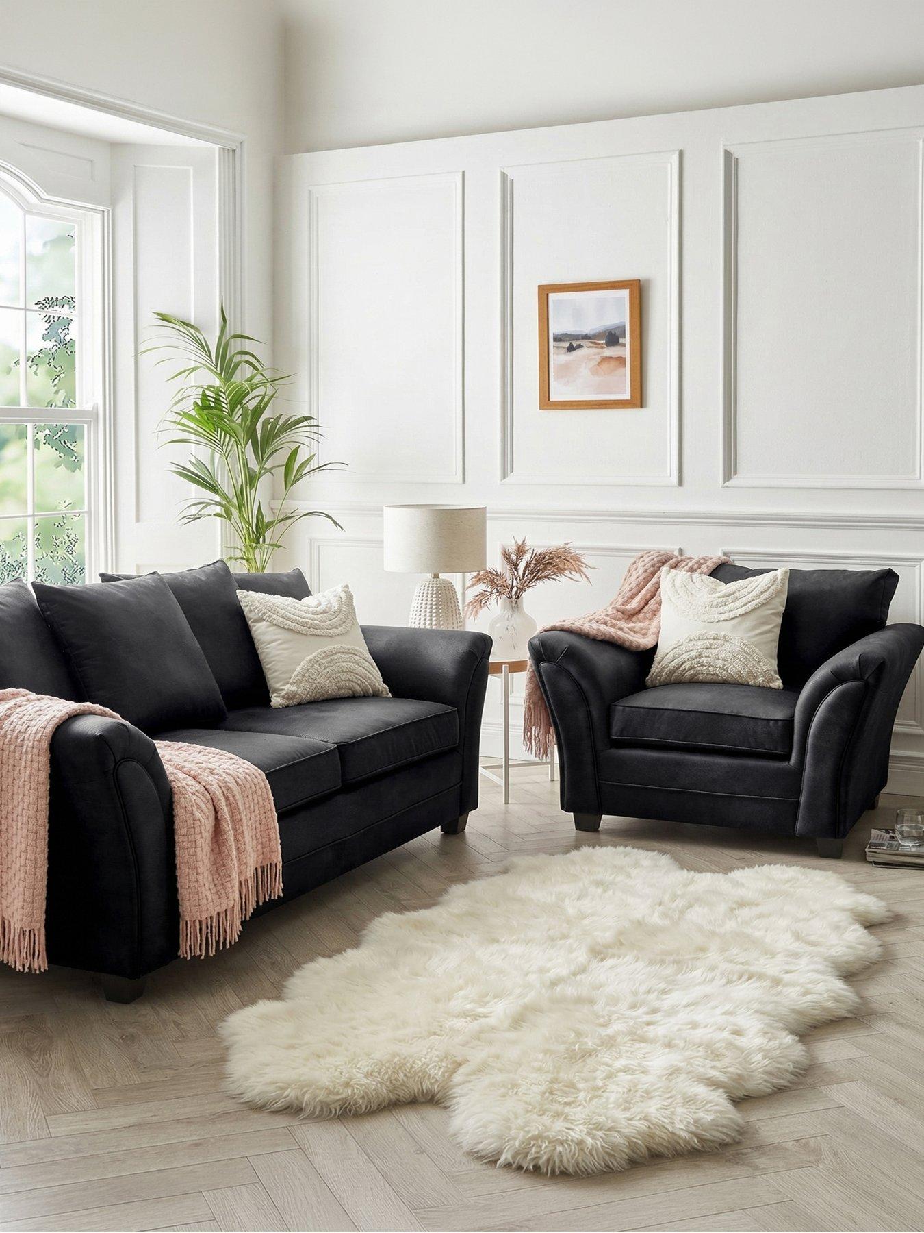 The Very Collection Dury Leather Look 3 Seater Sofa + Armchair Set (Buy  &  SAVE!) - FSC® Certified