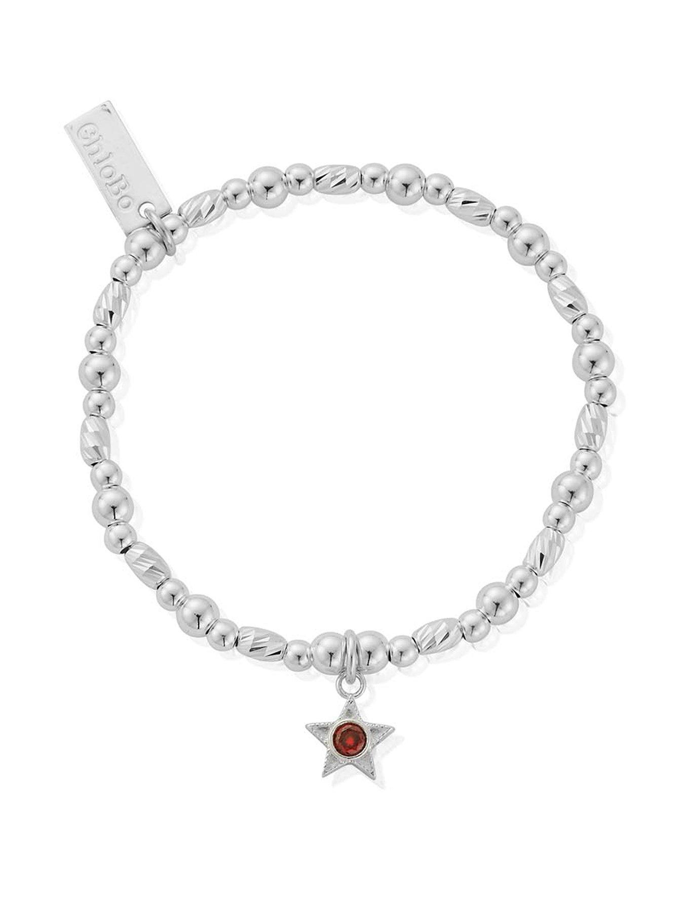 Image 1 of 7 of ChloBo Girls Birthstone Star Charm Beaded Bracelet - Silver