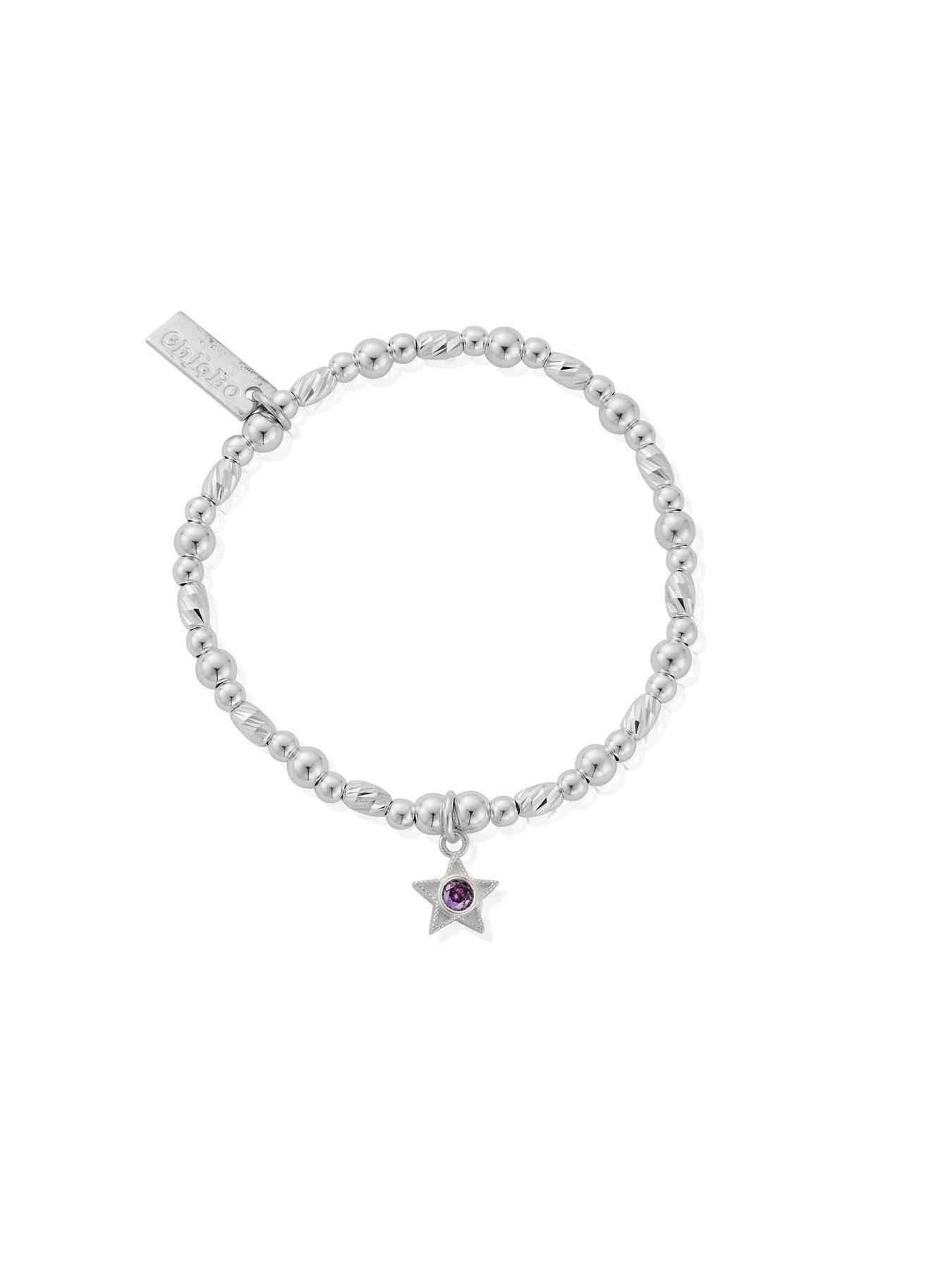 Image 2 of 7 of ChloBo Girls Birthstone Star Charm Beaded Bracelet - Silver