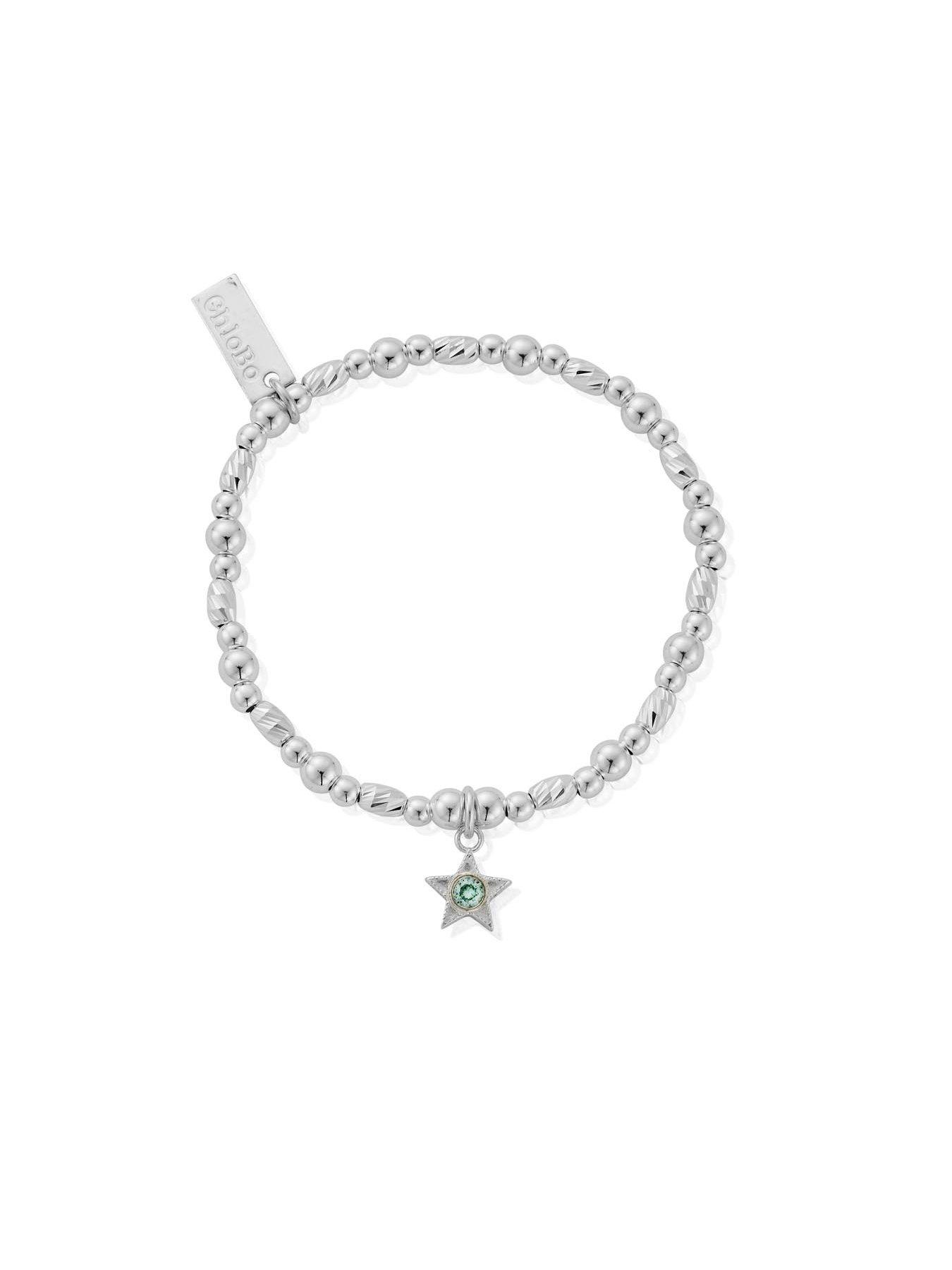 Image 3 of 7 of ChloBo Girls Birthstone Star Charm Beaded Bracelet - Silver