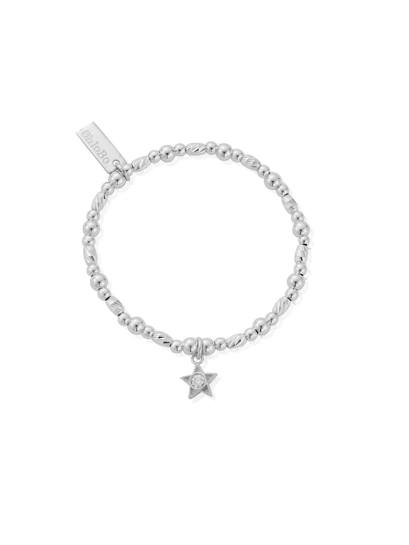 Image 4 of 7 of ChloBo Girls Birthstone Star Charm Beaded Bracelet - Silver