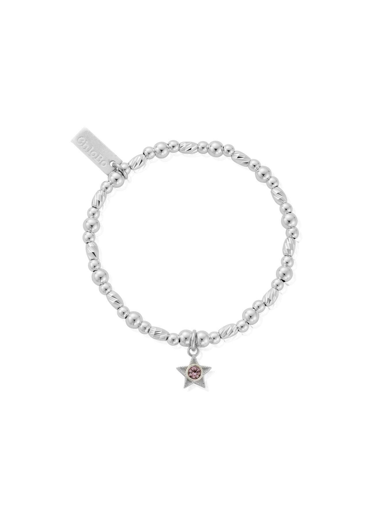Image 6 of 7 of ChloBo Girls Birthstone Star Charm Beaded Bracelet - Silver