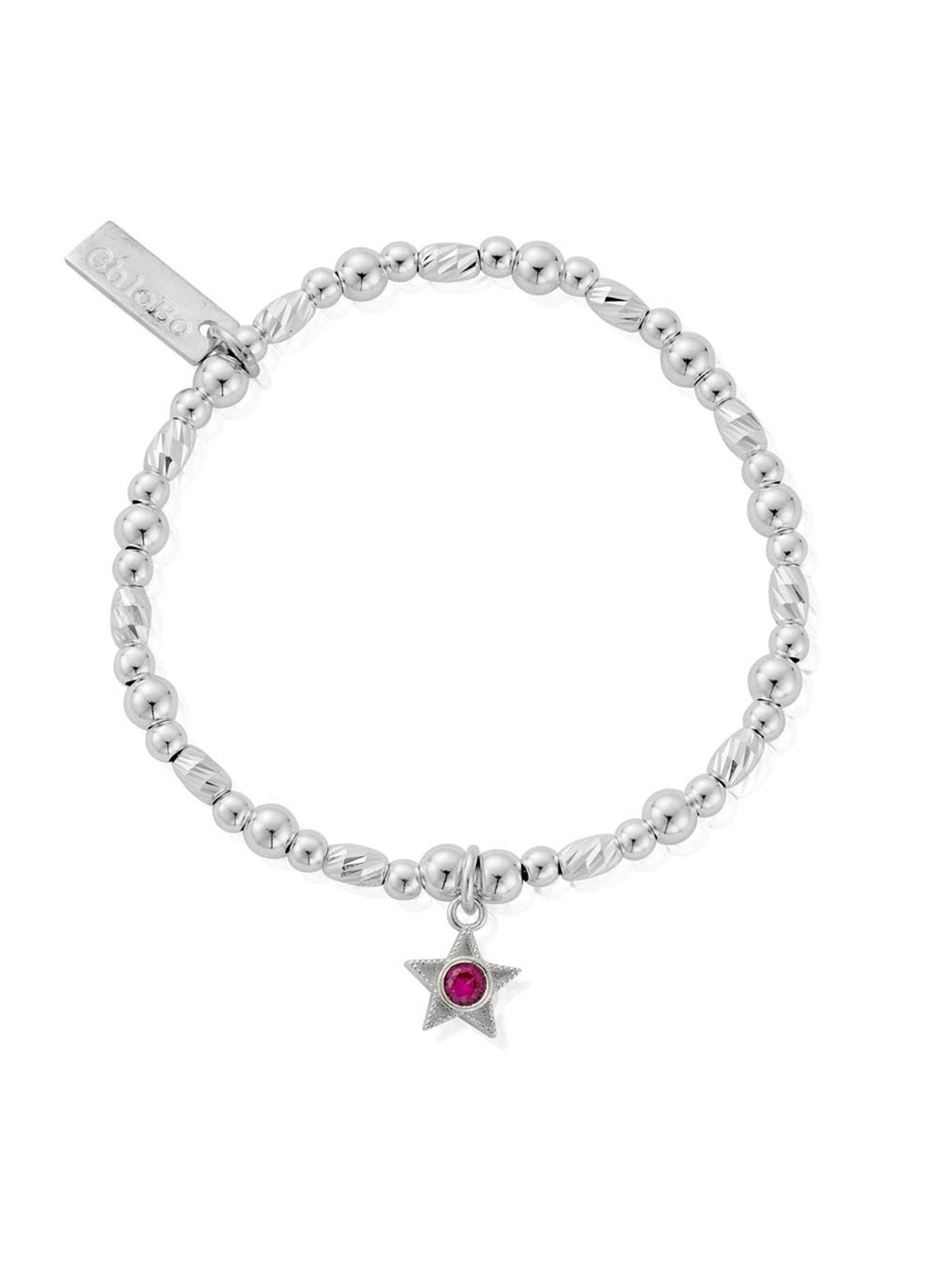 Image 7 of 7 of ChloBo Girls Birthstone Star Charm Beaded Bracelet - Silver