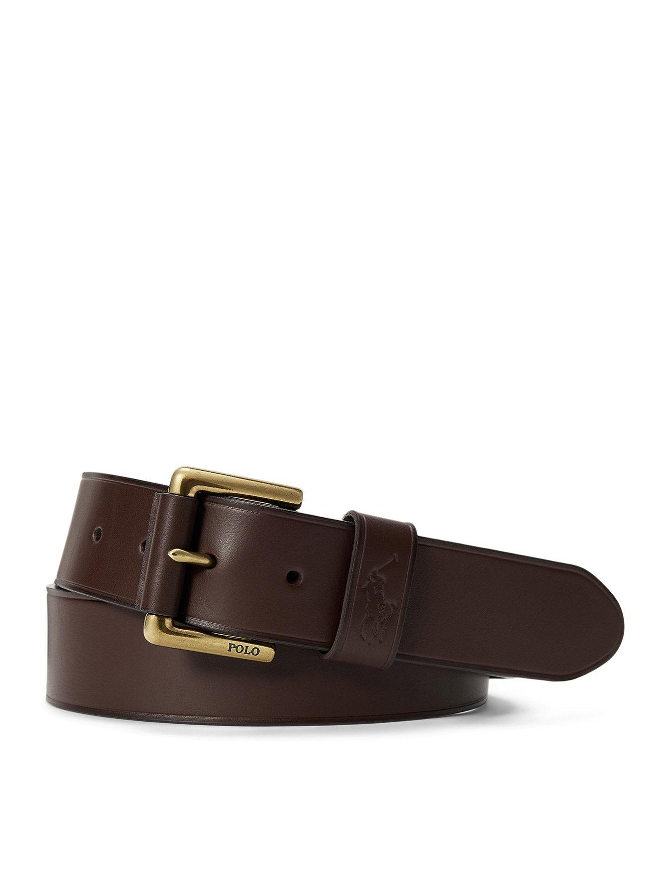 Image 1 of 2 of Polo Ralph Lauren Smooth Pony Keeper Leather Belt - Brown