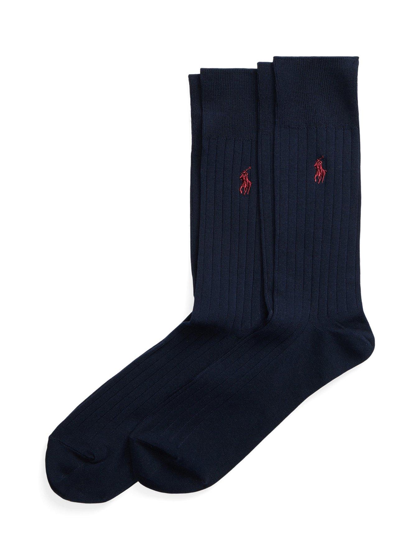 Polo Ralph Lauren 3 Pack Egyption Cotton Crew Socks, Navy, Size 43-46, Men