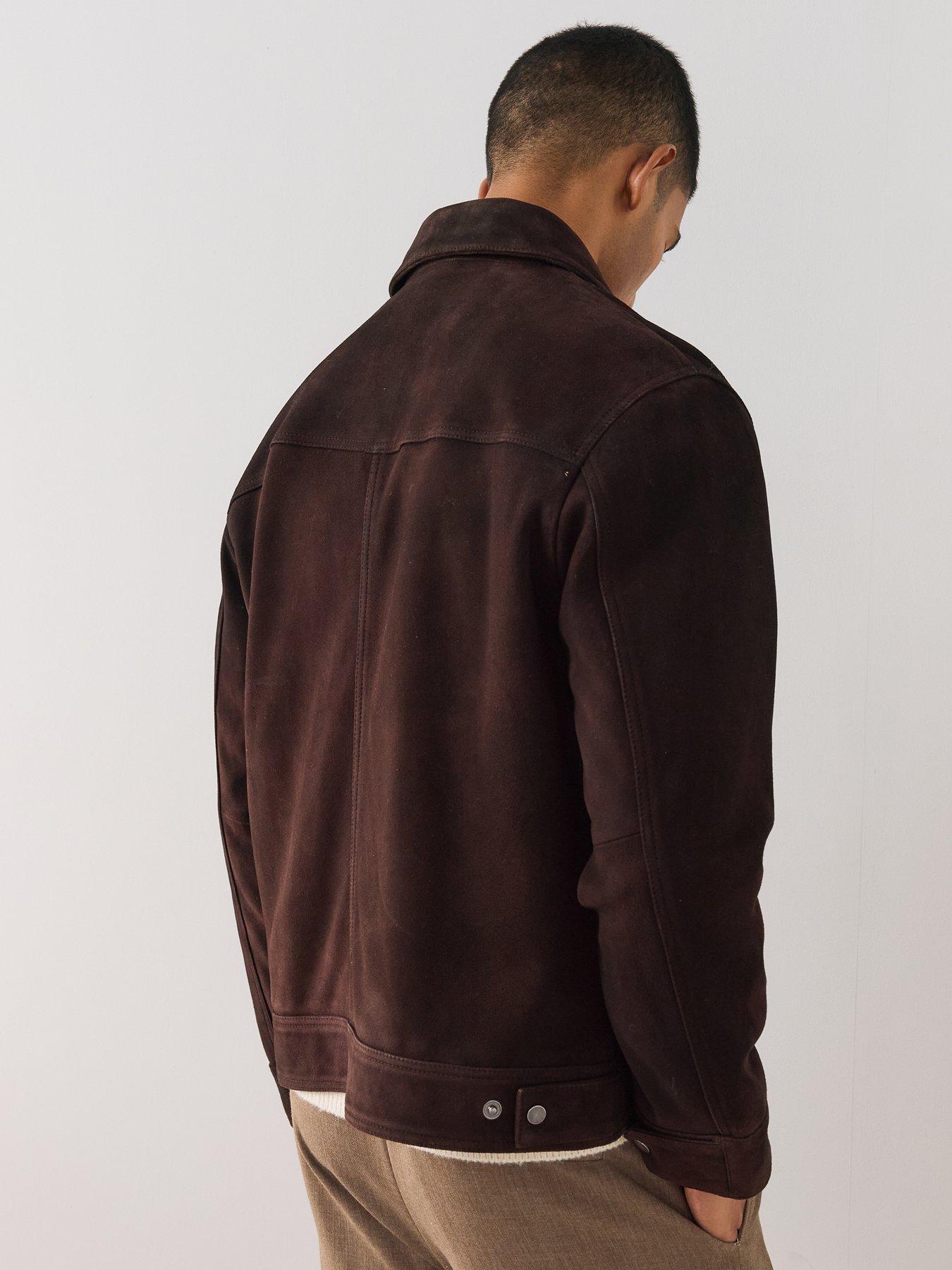 Image 2 of 6 of The Very Collection Mens 100% Real Suede Zip Through Collared Jacket - Brown