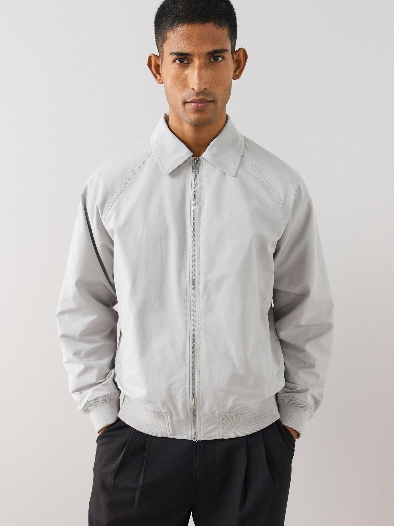 Image 1 of 6 of The Very Collection Mens Harrington Zip Through Collared Jacket - Light Grey
