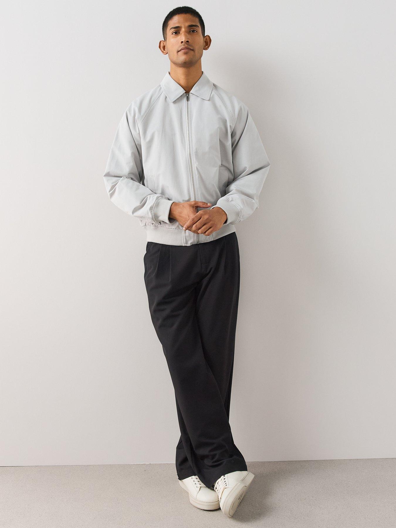 Image 3 of 6 of The Very Collection Mens Harrington Zip Through Collared Jacket - Light Grey