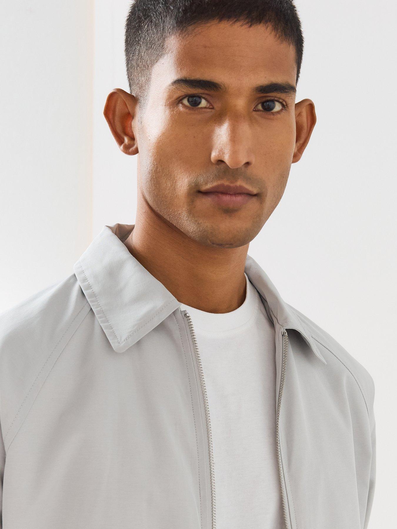 Image 4 of 6 of The Very Collection Mens Harrington Zip Through Collared Jacket - Light Grey