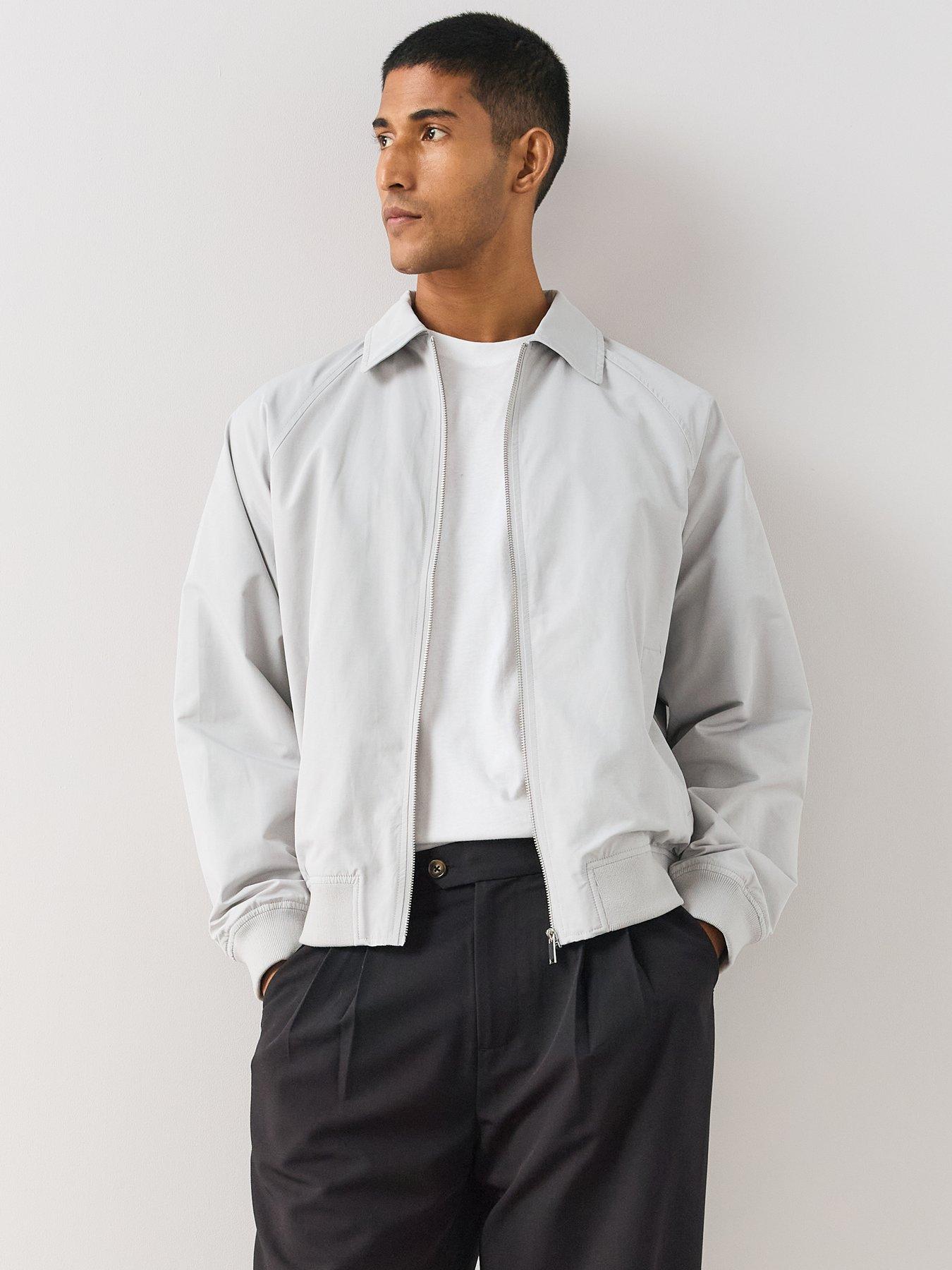Image 5 of 6 of The Very Collection Mens Harrington Zip Through Collared Jacket - Light Grey