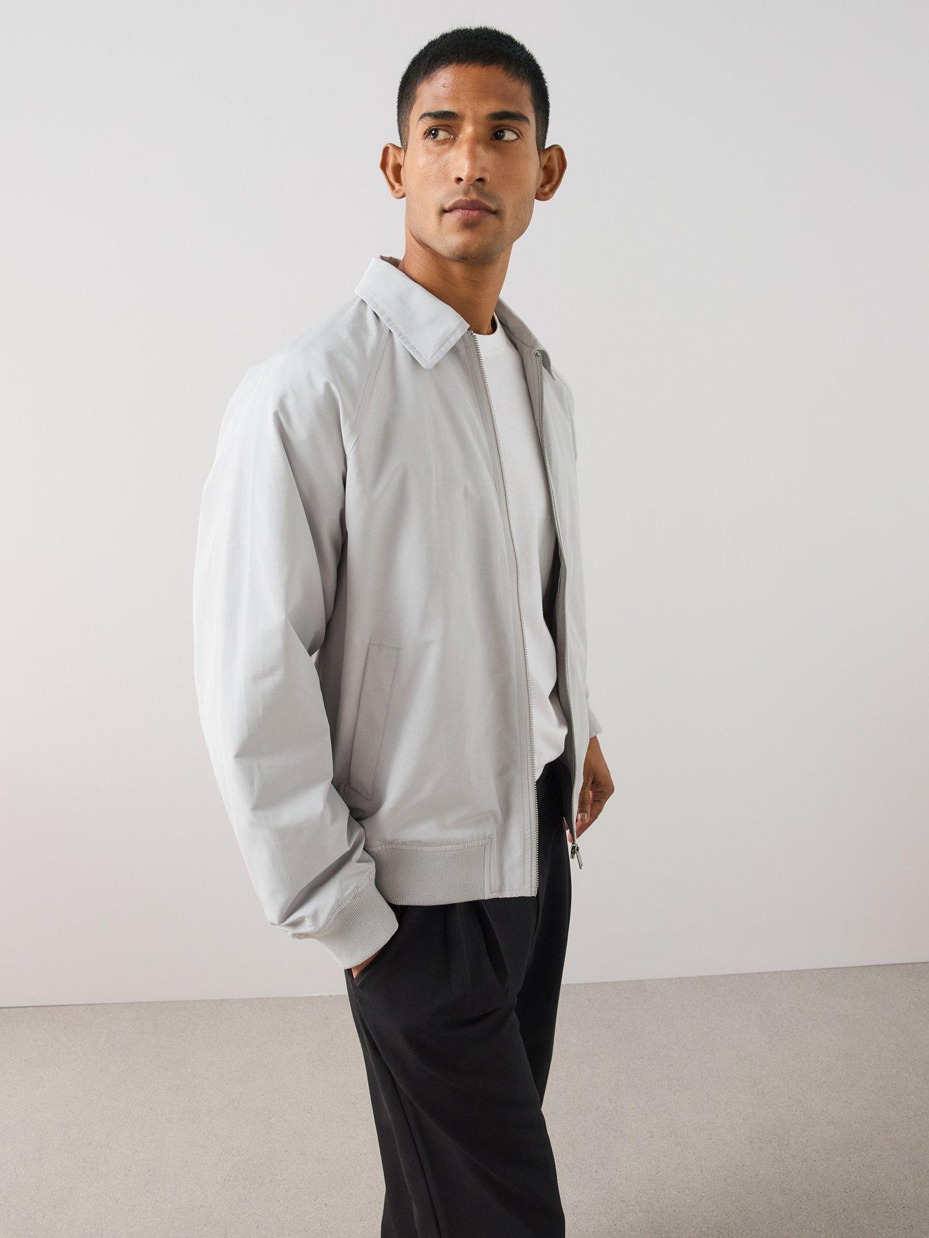 Image 6 of 6 of The Very Collection Mens Harrington Zip Through Collared Jacket - Light Grey