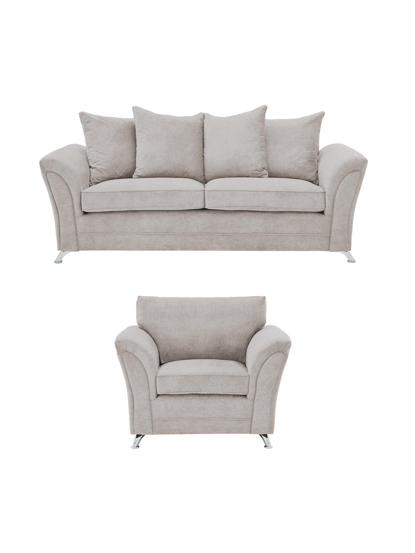 The Very Collection Dury Fabric 3 Seater Scatter Back Sofa + Armchair Set (Buy  &  SAVE!) - FSC® Certified