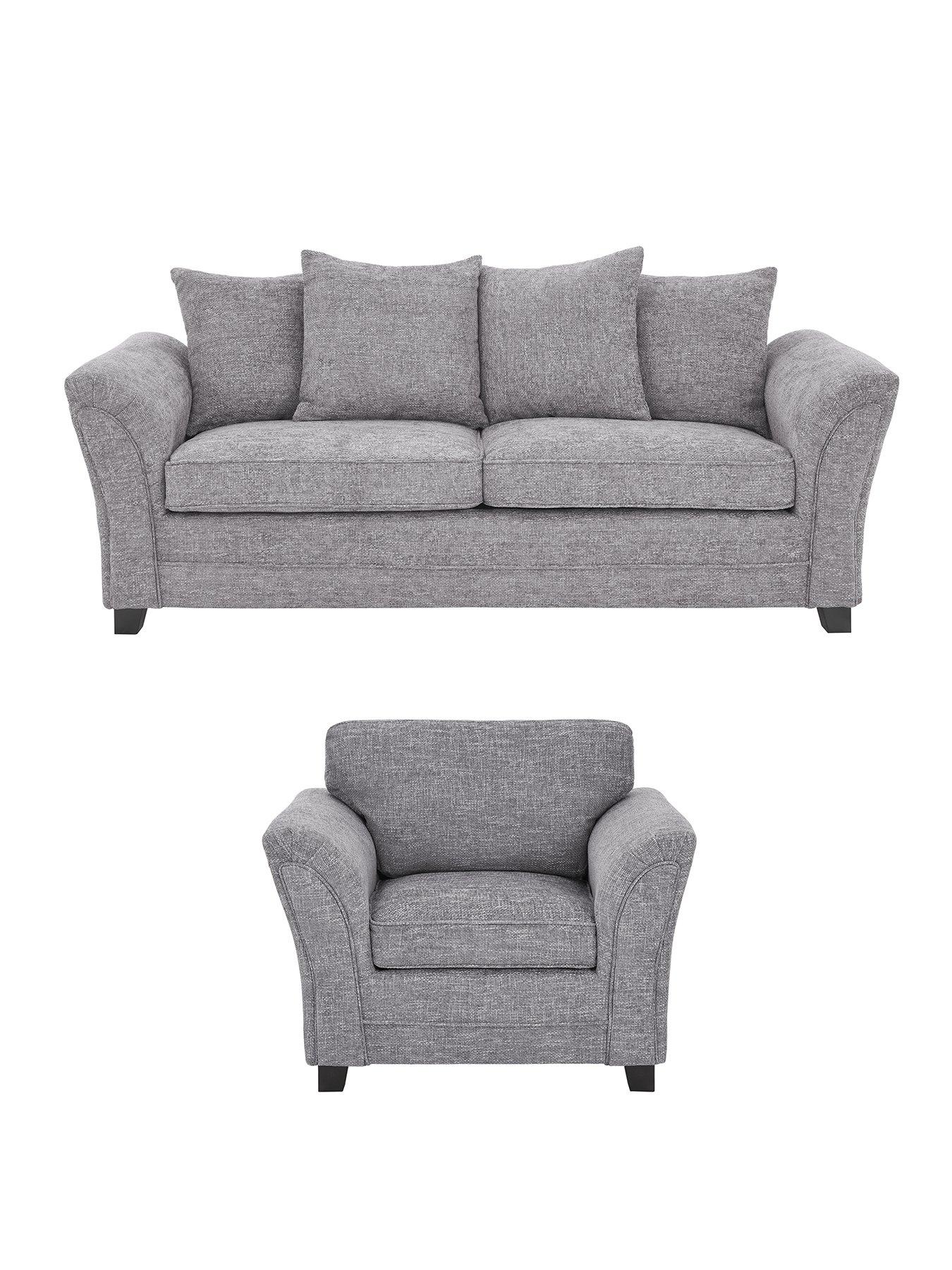 Image 2 of 6 of The Very Collection Dury Chunky Weave 3 Seater Scatterback Sofa + Armchair Set (Buy and SAVE!) &nbsp;- Grey - FSC&reg; Certified