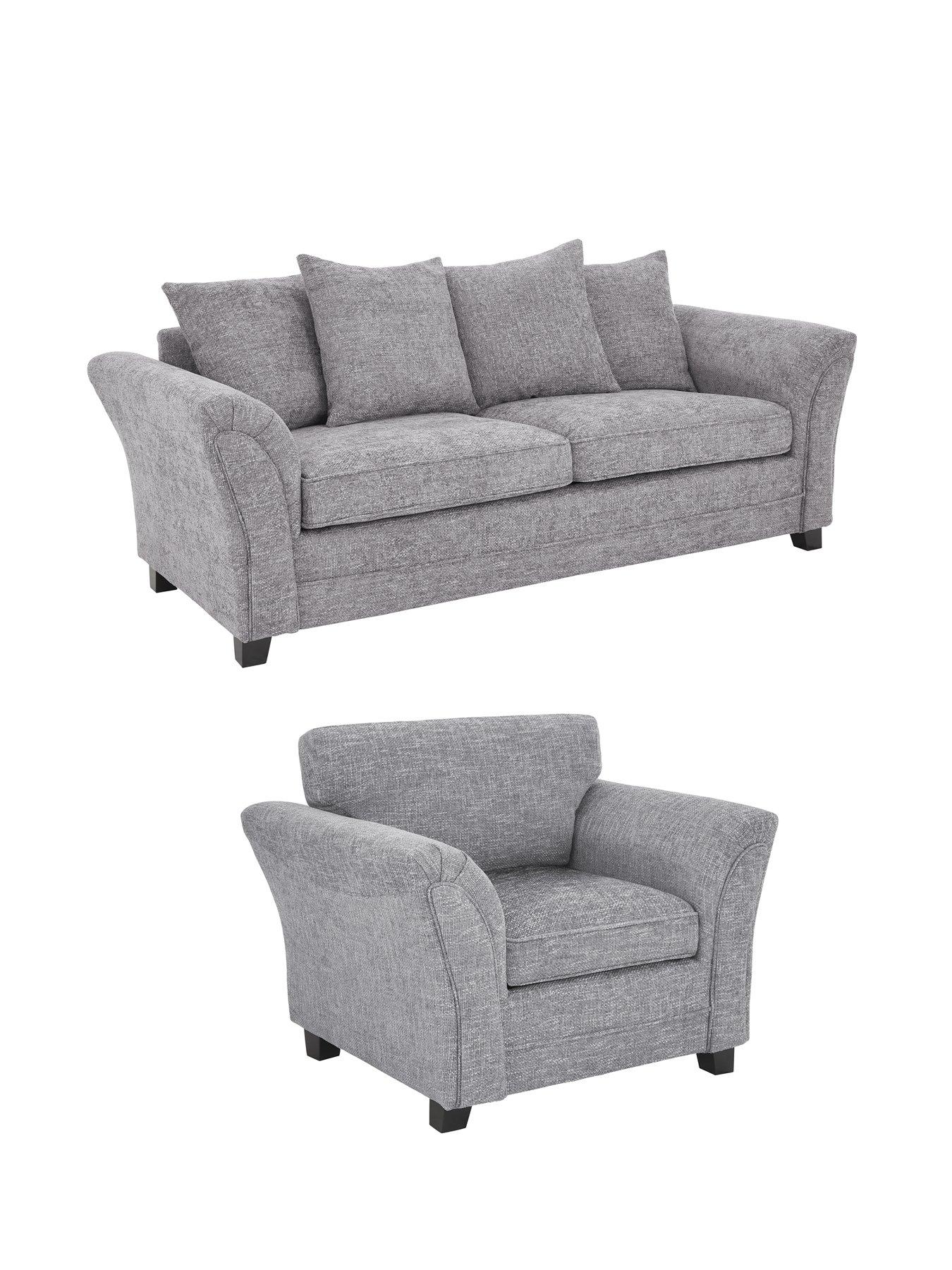 Image 3 of 6 of The Very Collection Dury Chunky Weave 3 Seater Scatterback Sofa + Armchair Set (Buy and SAVE!) &nbsp;- Grey - FSC&reg; Certified