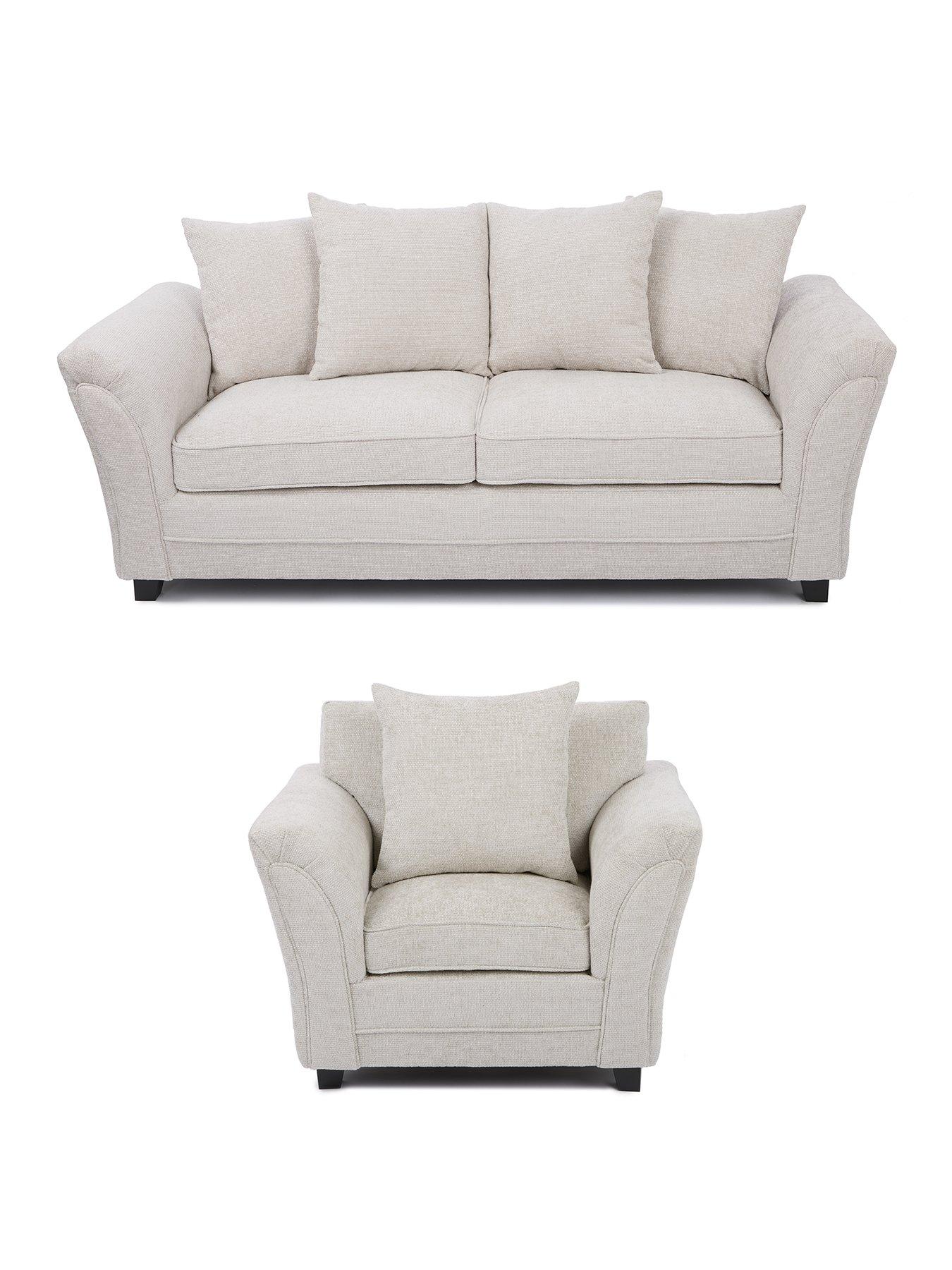 Image 2 of 7 of The Very Collection Dury Chunky Weave 3 Seater Scatterback Sofa + Armchair Set (Buy &amp; SAVE!) - Natural - FSC&reg; Certified