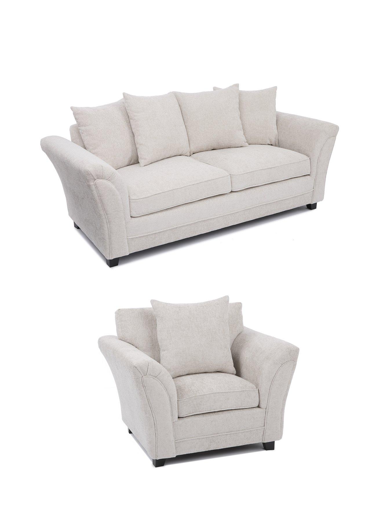 Image 3 of 7 of The Very Collection Dury Chunky Weave 3 Seater Scatterback Sofa + Armchair Set (Buy &amp; SAVE!) - Natural - FSC&reg; Certified