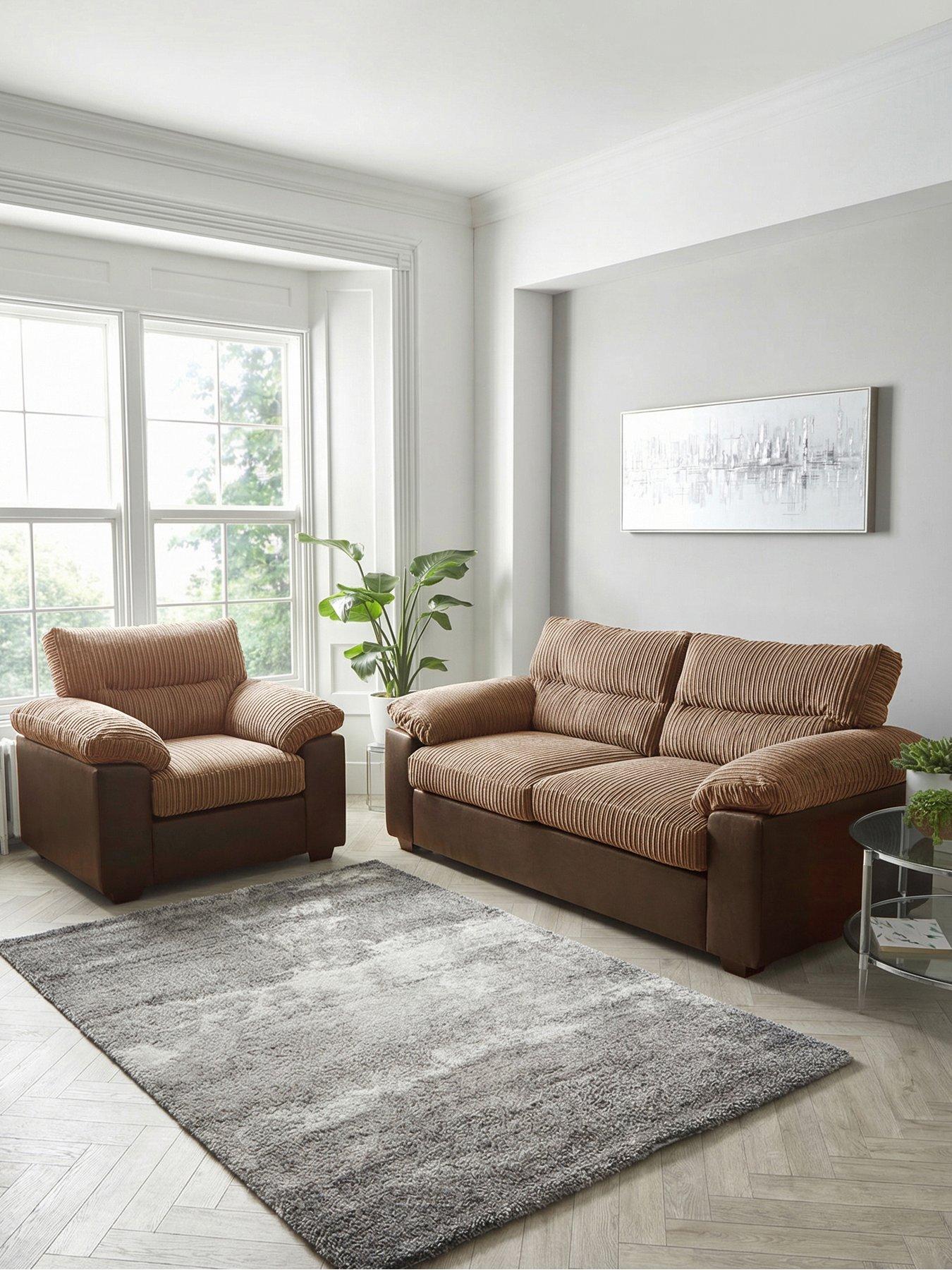 The Very Collection Armstrong 3 Seater Sofa + Armchair Set (Buy  &  SAVE!) - Brown - FSC® Certified