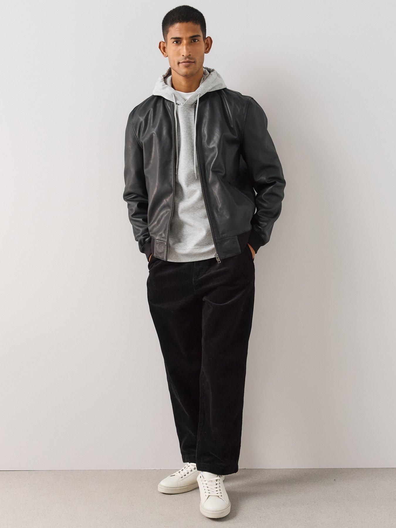 Image 3 of 6 of The Very Collection Leather Bomber Jacket - Black