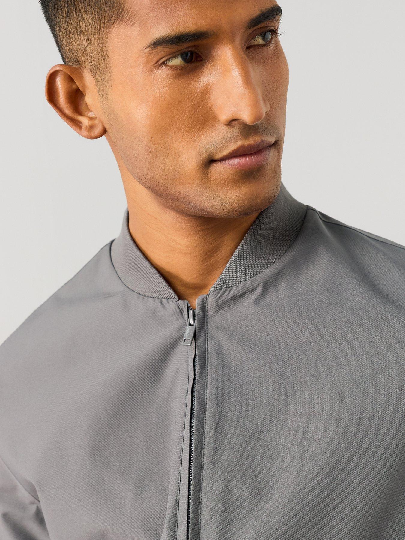Image 6 of 7 of The Very Collection Essentials Shower Resistant Bomber Jacket - Charcoal