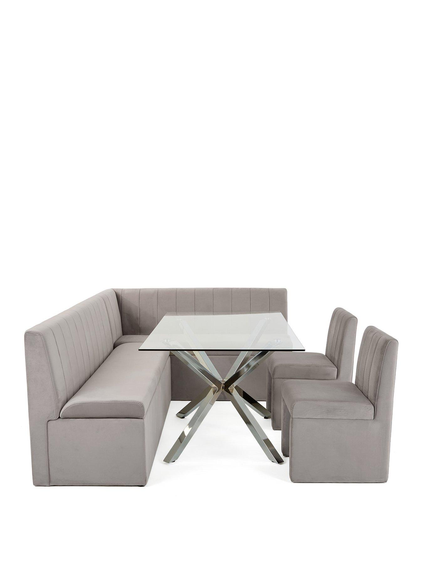 Image 2 of 7 of The Very Collection Sander Corner Storage Bench&nbsp;With Chopstick 160cm Chrome Rectangular Dining Table and&nbsp;2 Sander Chairs - Grey/Chrome - FSC&reg; Certified