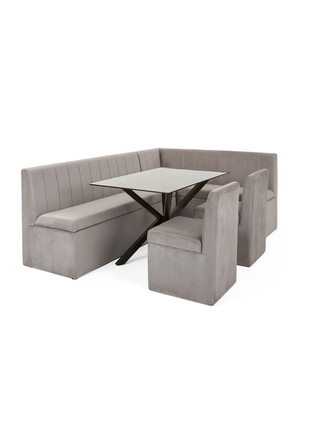 Image 3 of 7 of The Very Collection Sander Corner Storage Bench&nbsp;With Chopstick 160cm Chrome Rectangular Dining Table and&nbsp;2 Sander Chairs - Grey/Chrome - FSC&reg; Certified