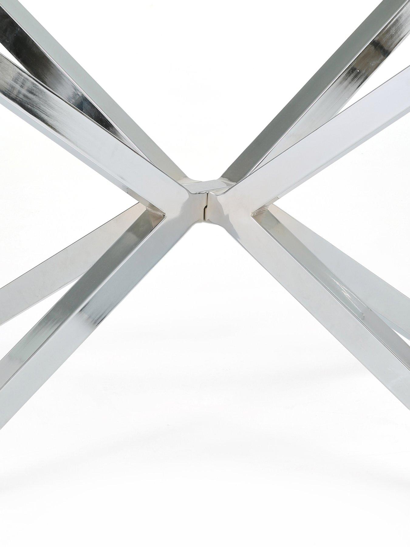 Image 5 of 7 of The Very Collection Chopstick Chrome 160&nbsp;cm Rectangular Dining Table + 4 Alisha Grey/Chrome Chairs