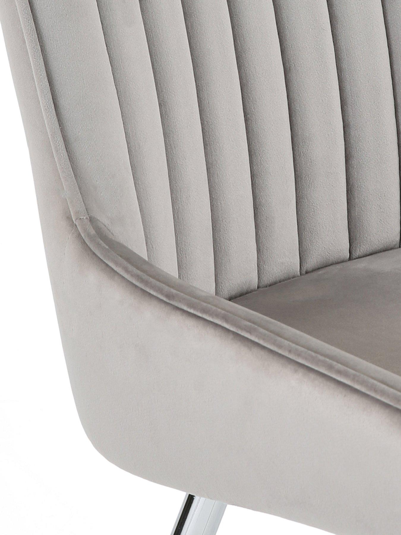 Image 7 of 7 of The Very Collection Chopstick Chrome 160&nbsp;cm Rectangular Dining Table + 4 Alisha Grey/Chrome Chairs