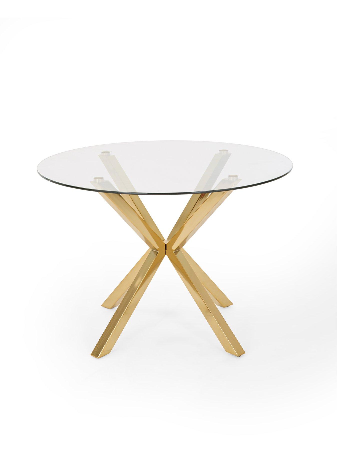 Image 3 of 7 of The Very Collection Chopstick 120cm Brass Dining Table &amp; 4 Nell Grey Dining Chairs