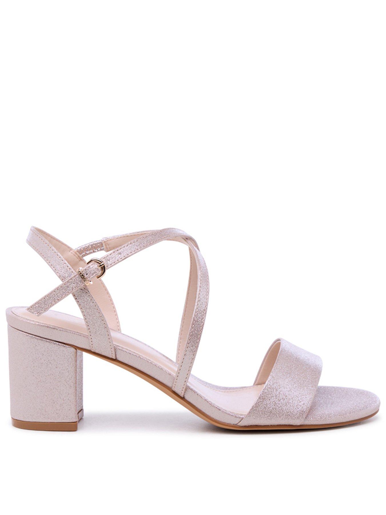 Image 1 of 7 of Paradox London Wide Fit Honeysilk Crossover Ankle Strap Heel - Blush