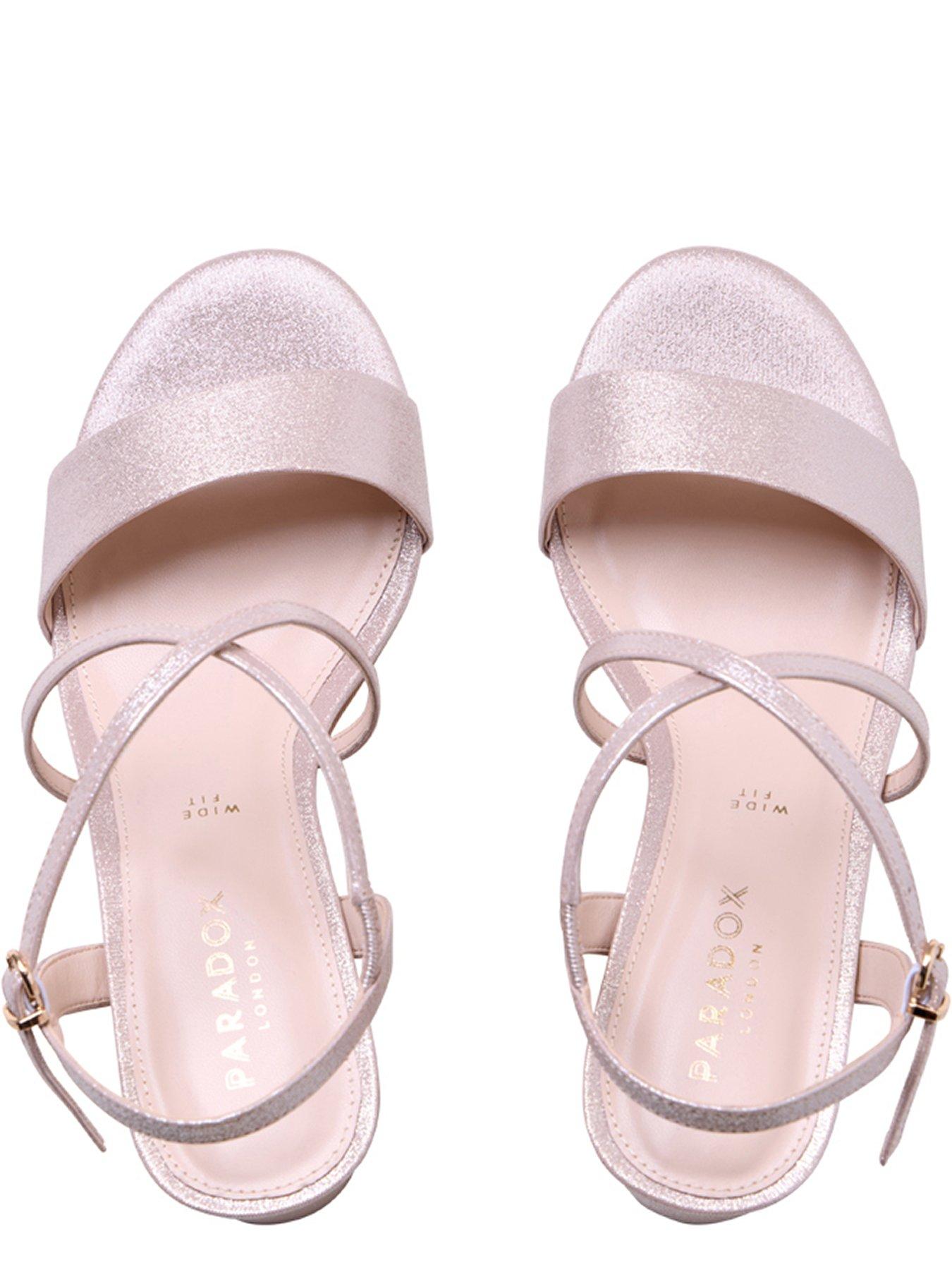 Image 4 of 7 of Paradox London Wide Fit Honeysilk Crossover Ankle Strap Heel - Blush