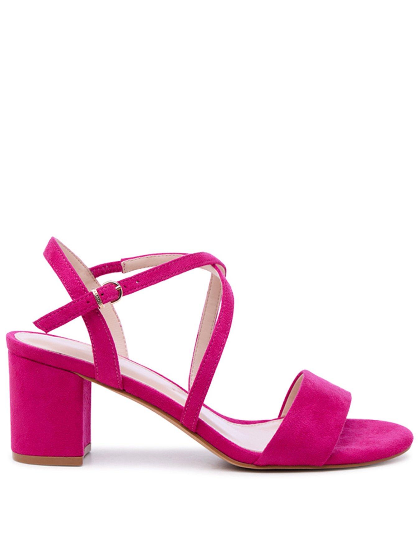 Paradox London Wide Fit Honeysilk Crossover Ankle Strap Heel - Fuchsia
