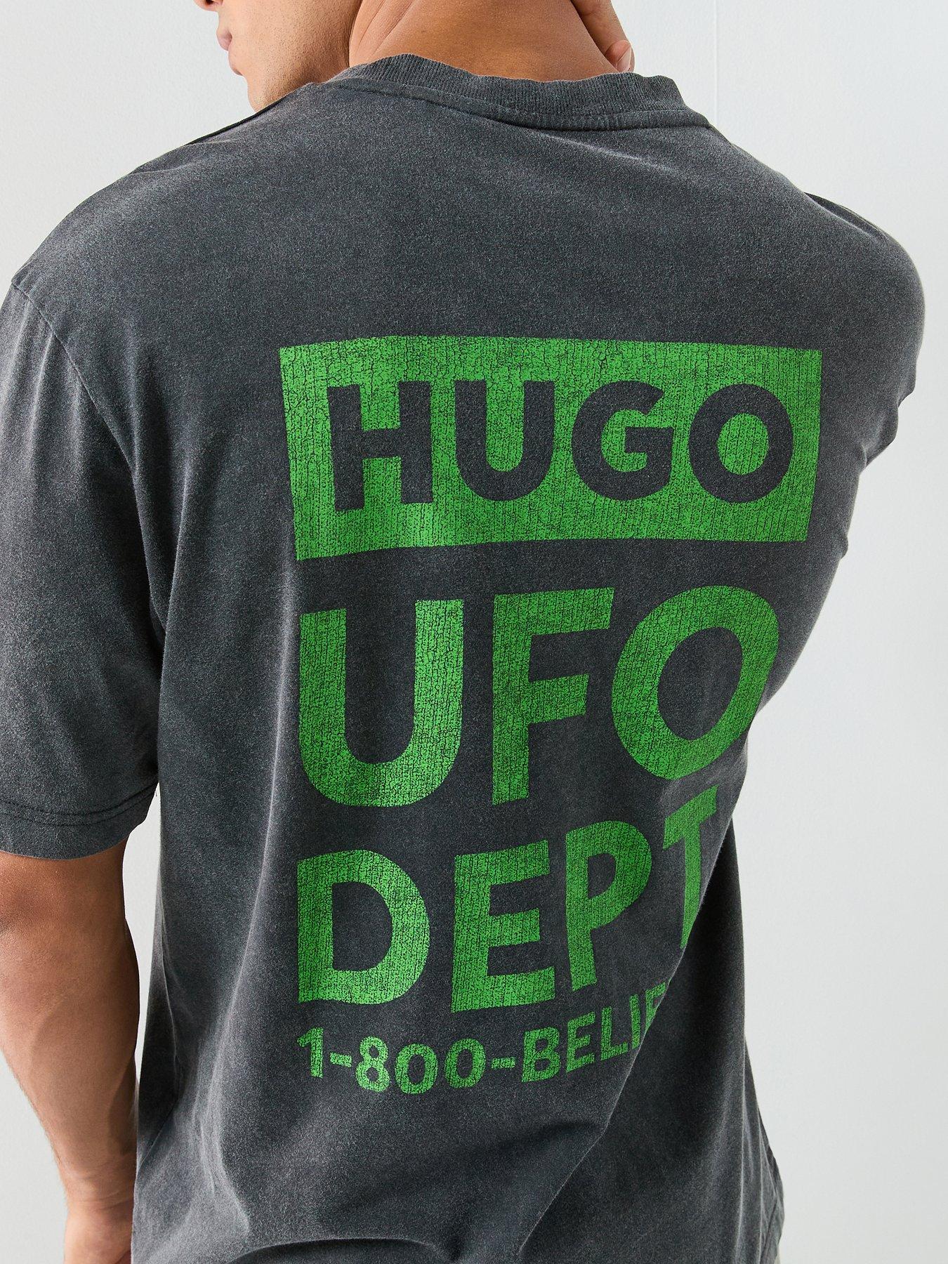 HUGO Blue Nextralio UFO Print T-Shirt - Washed Black