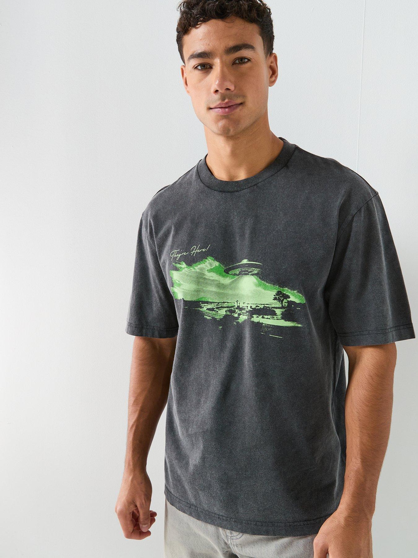 Image 4 of 4 of HUGO Blue Nextralio UFO Print T-Shirt - Washed Black