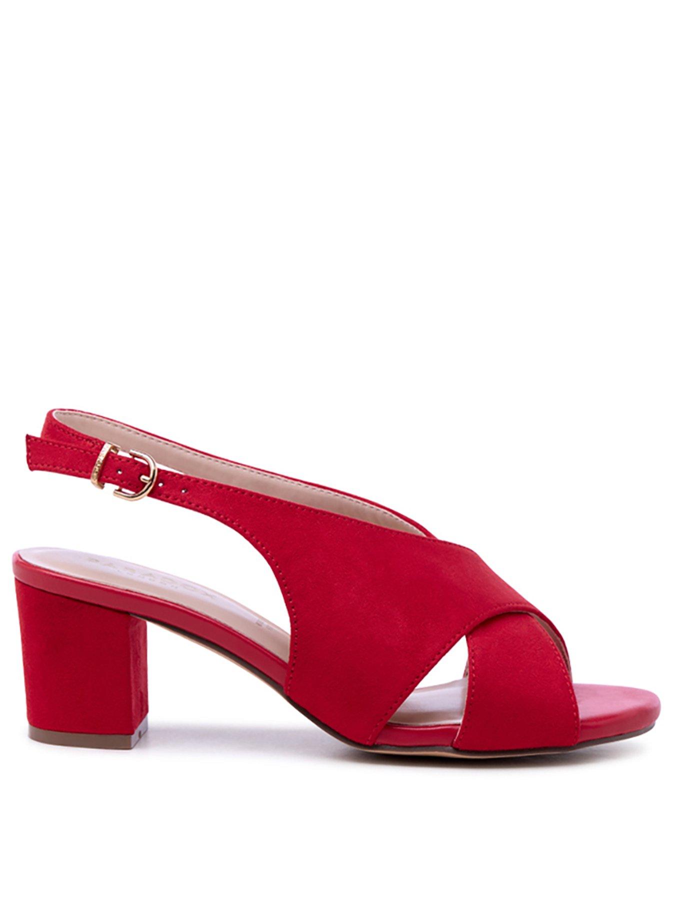 Paradox London Wide Fit Neroli Block Heel Sandal - Red