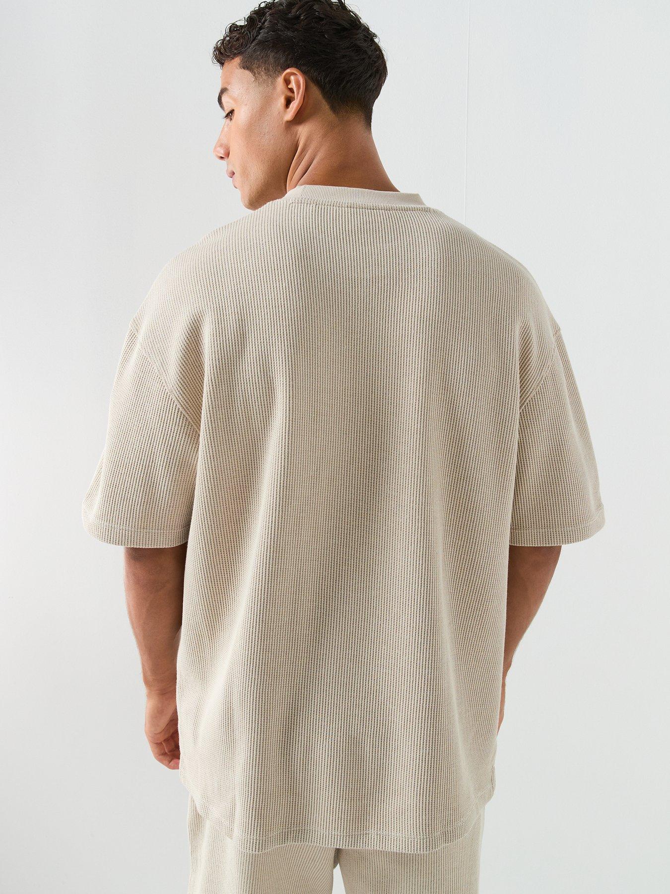 Image 2 of 4 of HUGO Blue Logo Patch&nbsp;Cotton-Jersey T-Shirt - Light Beige