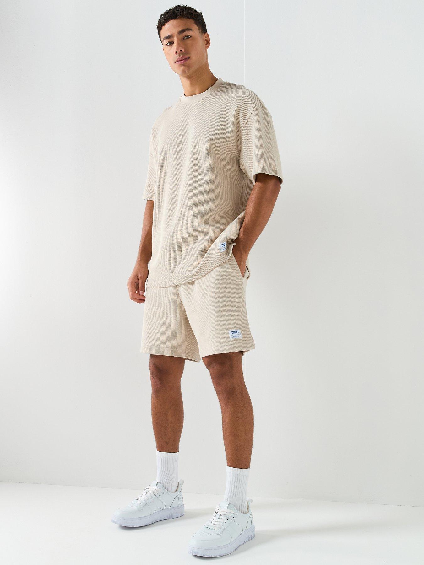 Image 3 of 4 of HUGO Blue Logo Patch&nbsp;Cotton-Jersey T-Shirt - Light Beige