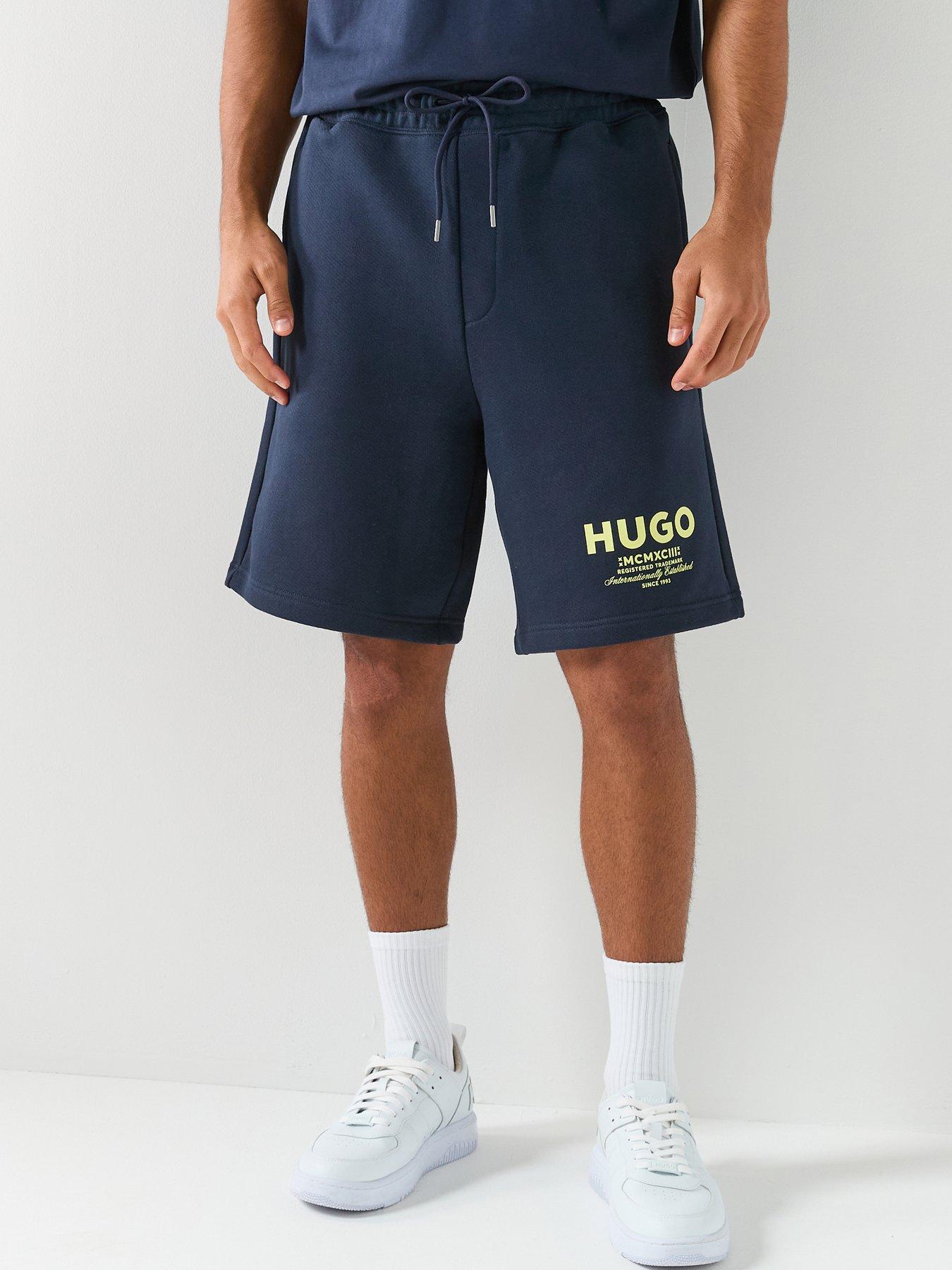 HUGO: Nomario Loose Fit International Logo Sweat Shorts - Blue