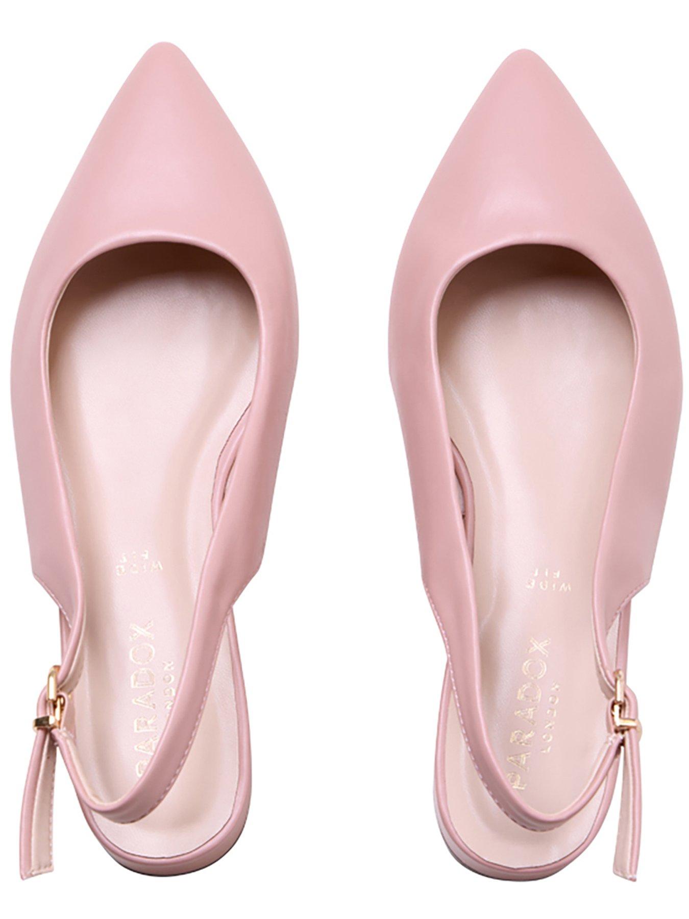 Image 4 of 7 of Paradox London Wide Fit Low Sling Back Heel - Blush