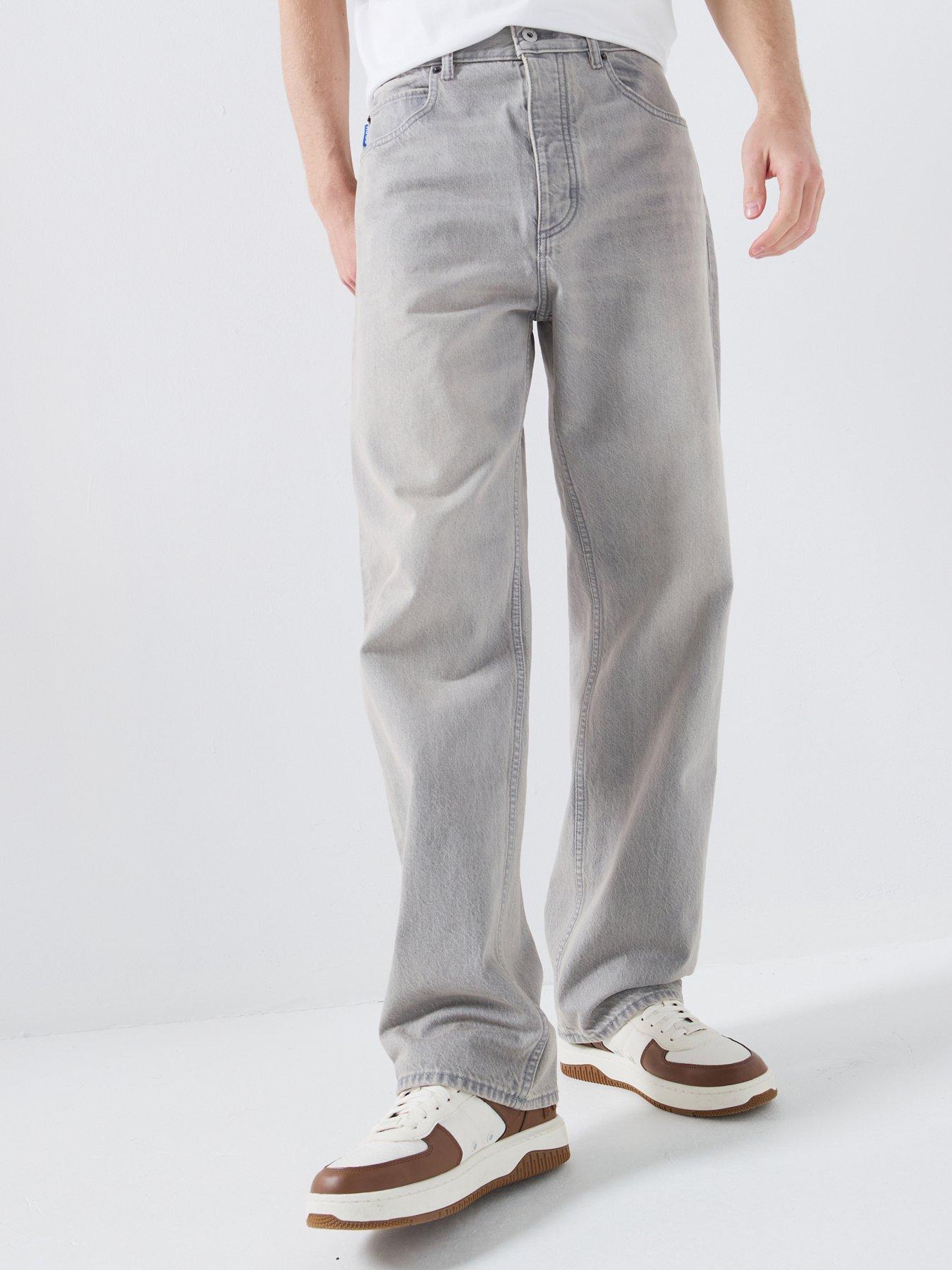 HUGO: Blue Nate Baggy Fit Jeans - Grey