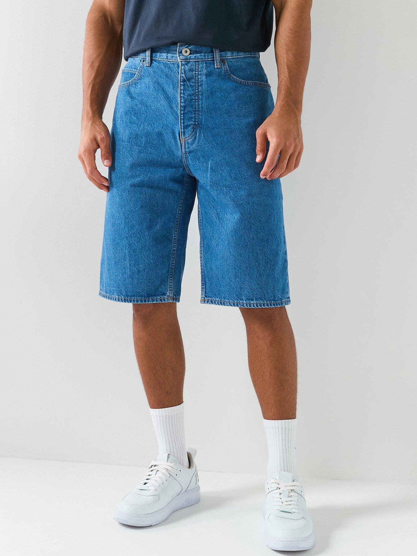 HUGO Skate Straight Fit Denim Shorts - Blue