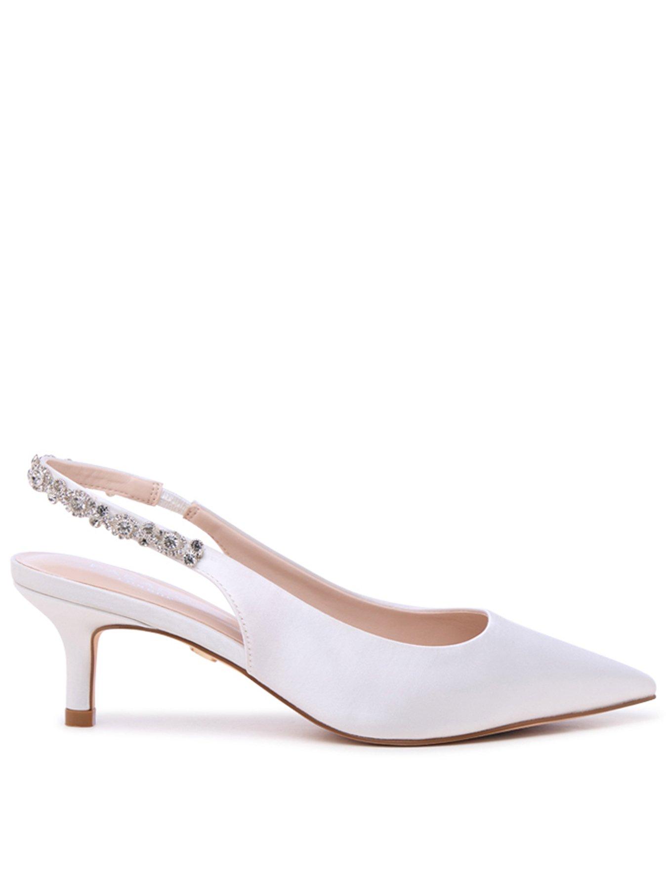 Paradox London Angelique Diamonte Strap Court Heel - Ivory