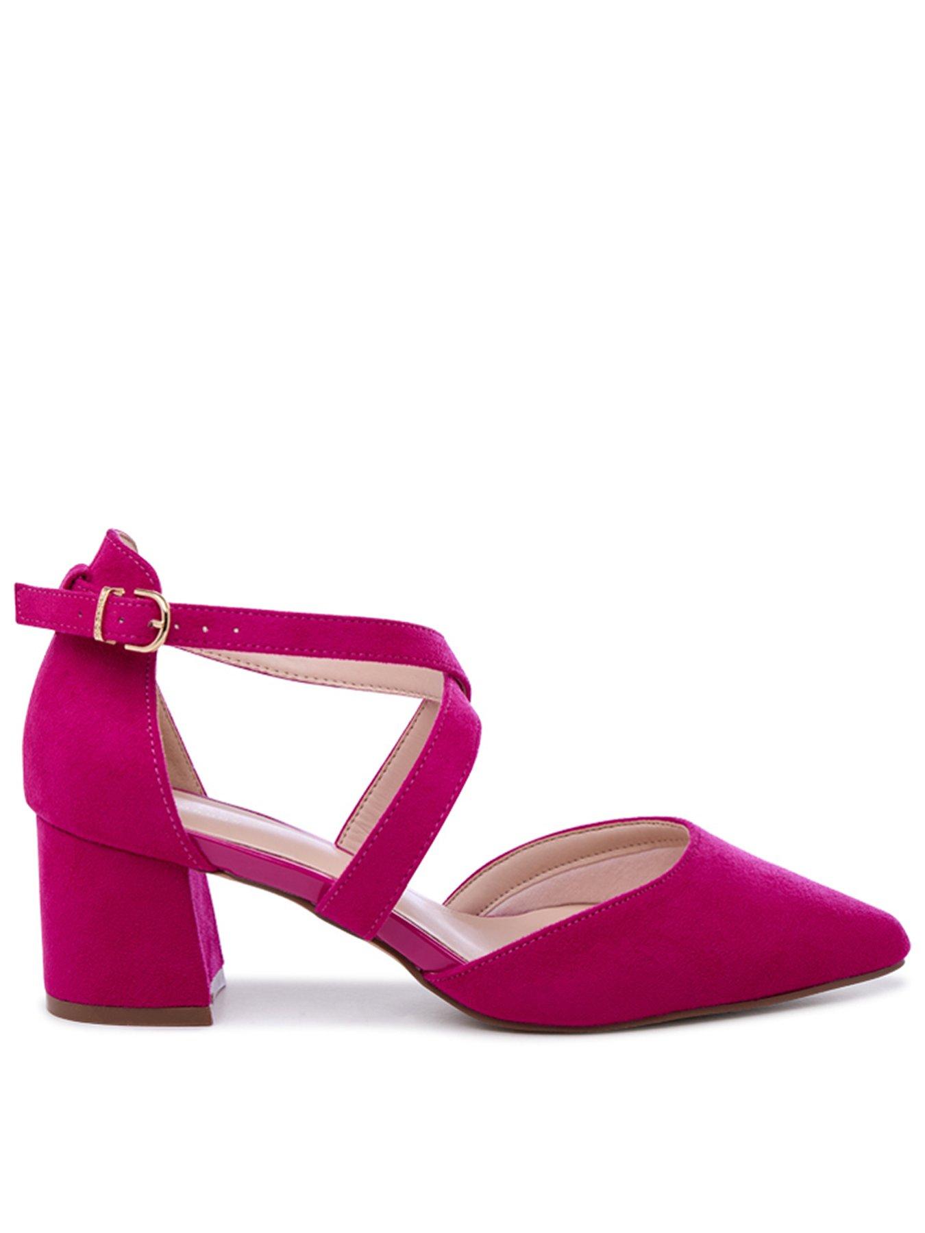 Paradox London Wide Fit Ffion Block Heel - Fuchsia