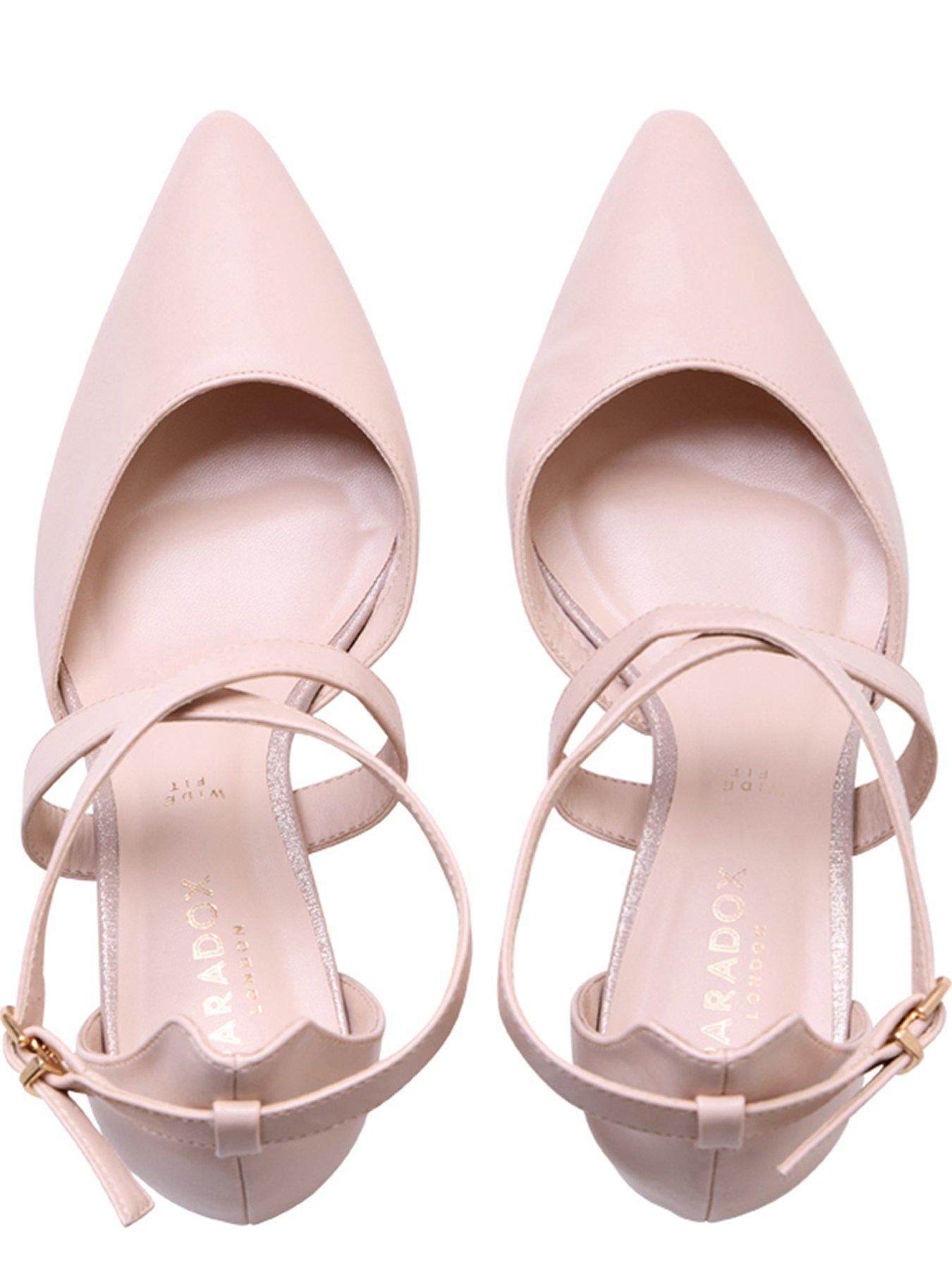 Image 4 of 7 of Paradox London Wide Fit Ffion Block Heel Court Shoe - Nude